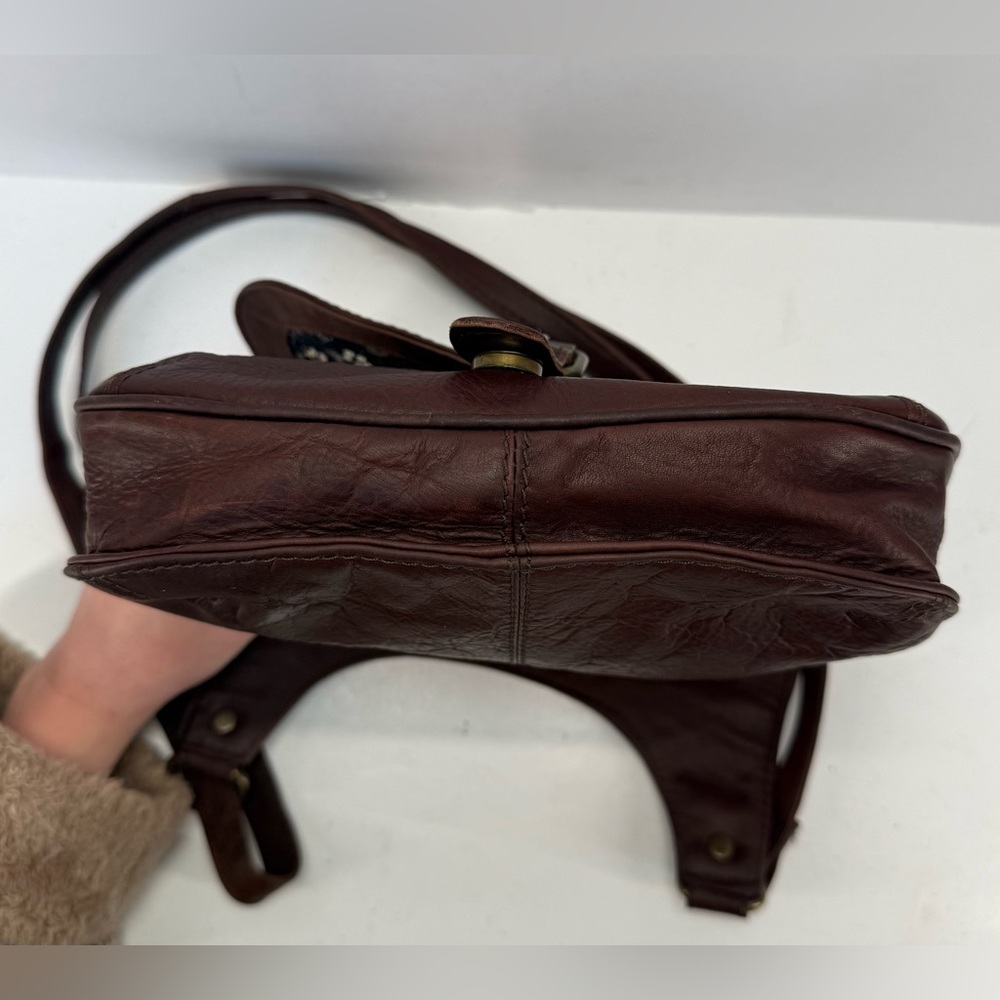 Fat Face Anna Chocolate Brown oiled Leather crossbody satchel  Bag - Picture 9 of 15